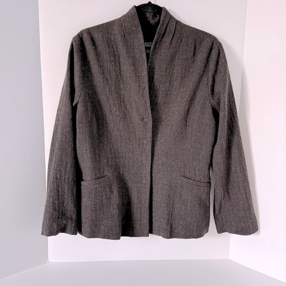 Eileen Fisher Wool Blazer Buttons Front Brown Office Wear Formal Size S - Picture 1 of 16